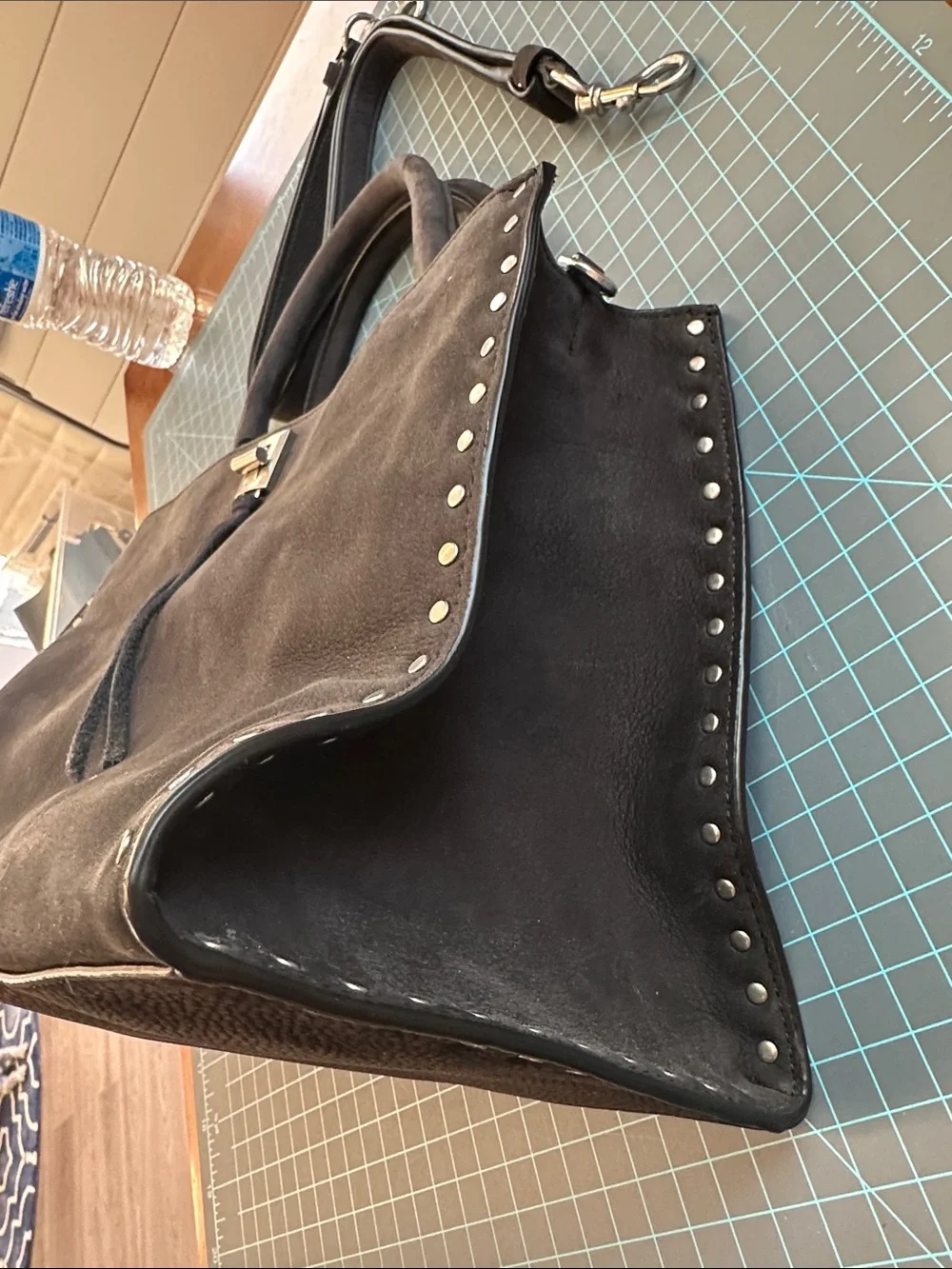 Rebecca Minkoff Black suede  Stud-Trimmed Women's Leather Tote - Picture 5 of 9
